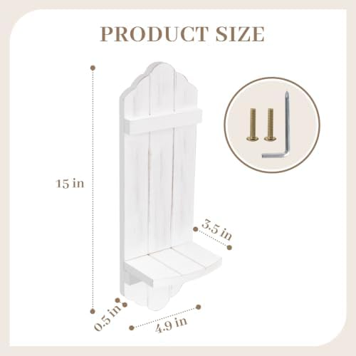 Wall Candle Sconces Set of Two, Rustic White Wood Wall Candle Holder Decor, Farmhouse Wooden Candle Holder Decorations for Fireplace, Hallway, Living Room, Bedroom - Image 2