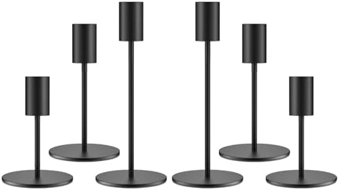 zeochyni Black Taper Candle Holder Metal Candlestick Holders Set of 6 by zeochyni