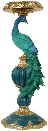Peacock Candlestick Holders, Green Peacock Candle Holder,14 in by Duomiacasa