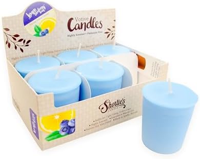 Lemon Blueberry Twist Soy Votive Candles - Scented with Natural Fragrance Oils - 6 Blue Natural Votive Candle Refills - Fruit & Berry Collection by ShortiesCandleCompany