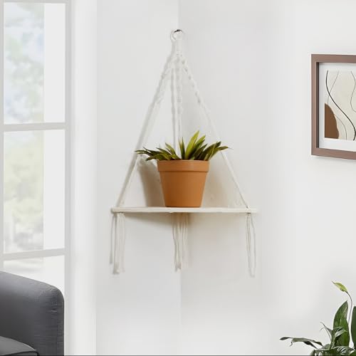Artilady Macrame Corner Shelf Wall Hanging, Boho Floating Shelves Storage - Image 6