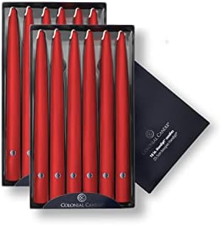 Colonial Candle Unscented Taper Candle, Handipt Collection, Red, 10 in, Pack of 12 - Up to 8 Hours Burn by ColonialCandle