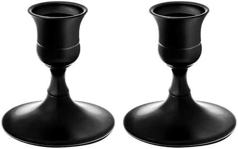 Matte Black Candlestick Holders, Small Taper Candle Holders,Set of 2 by ECHFSM