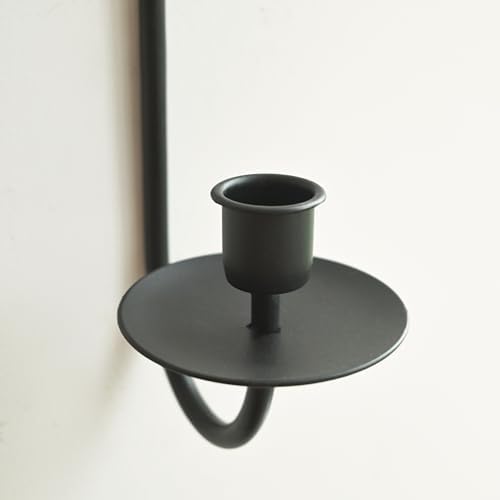 Metal Wall Candle Sconce Holder Set of 2 Wall Mount Candle Holder Holder Black Modern Wall Candle Sconces Hanging for Living Room Farmhouse Fireplace Wedding - Image 4