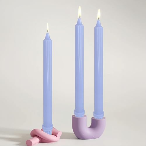 NJAO HOO Blue Candlesticks 10 Inch Handmade Dripless Taper Candles Unscented Colored Candle Set for Home Decor Spring, Pack of 4 - Up to 9-11 Hours Burn - Image 2