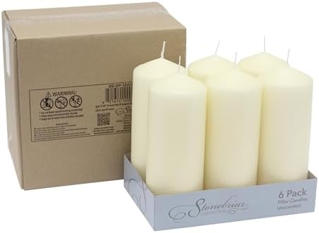 Stonebriar 80 Hour Long Burning Unscented Pillar Candles, 3x8, Ivory, 6 count - Image 2