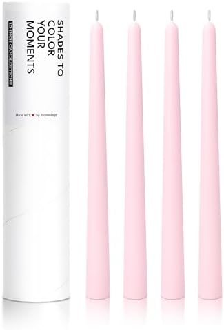 10" Classic Taper Candles, Pale Pink, 4-Pack, 7-8 Hours Long Burning, Unscented Tall Candlesticks by Unknown