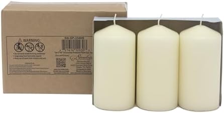 Stonebriar Unscented Pillar Candles – 65 Hour Burn Time, Long-Lasting Wax Candles for Weddings, Holidays, Home Décor & Special Events, Pack of 3, Ivory, 3" x 6" - Image 4