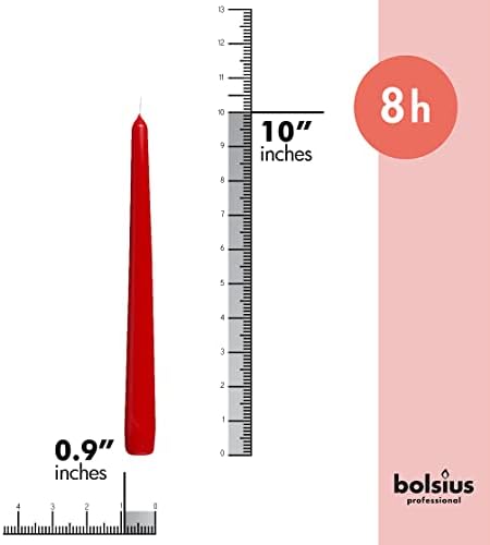 BOLSIUS 30 Count Unscented 10 Inch Red Household Taper Candles - 8 Hours Burn Time - Premium European Quality - Smokeless Dripless Taper Candlestick - Great for Special Occasion, Church, and Everyday - Image 2
