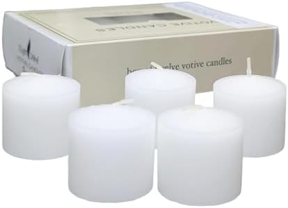 D'light Online Long 10 Hour Burn Time Unscented Votive Candles - Small Candles for Birthdays, Baby Shower, Home Decoration, Restaurants and Weddings (White, 10 Hour - Set of 12) by DlightOnline