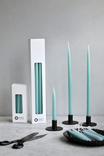 Kunstindustrien® Taper Candles – Set of 4, 13.8" – Made in Denmark, Long Burning Candles 15h, Unscented & Smokeless Candlesticks – Elegant Tall Candles for Weddings, Dinners & Home Decor (Turquoise) - Image 5