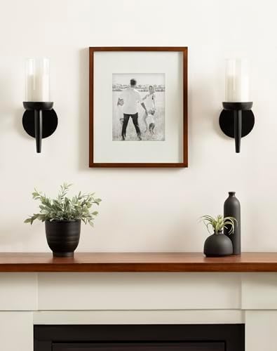 Kate and Laurel Shae Transitional Wooden Wall Sconce; 5 x 5 x 13; Black; Modern Candle Holder with Removable Glass Cylinder for Flameless Pillar Candles in Bedroom or Entryway - Image 4
