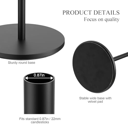 Set of 6 Black Candlestick Holders, FSyueyun Candle Stick Holder Home Decor - Image 6