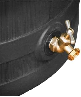 Rain Wizard, 40 Gallon Capacity, Wood Texture Design, Brass Spigot, Flat Top (Black)