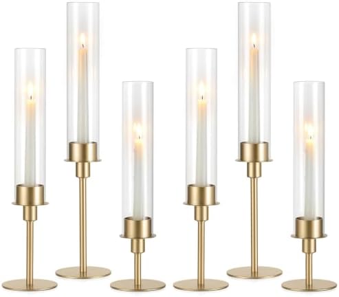 Sziqiqi Hurricane Candle Holders for Wedding: Gold Candlestick Holders by SZIQIQI