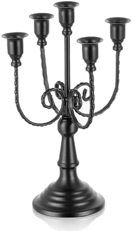Romadedi Black 5 Arm Candelabra Candle Holders 11.8" by ROMADEDI