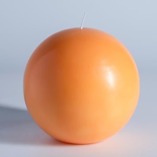 MOZEAL Hand-Poured, 6 Inch Peach Fuzz Large Round Ball Candles - Elegant Peach Fuzz Round Pillar Candles, Dripless, Unscented, Smokeless, Ideal for Summer Parties. by MOZEAL