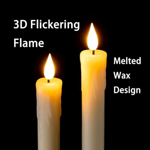 Homemory 2 PCS Flameless Taper Candles with Remote and Timer, 9.6 inch Ivory LED Candle Sticks Battery Operated, Dripless Real Wax Window Candles with 3D Flickering Flame for Fireplace Christmas - Image 2