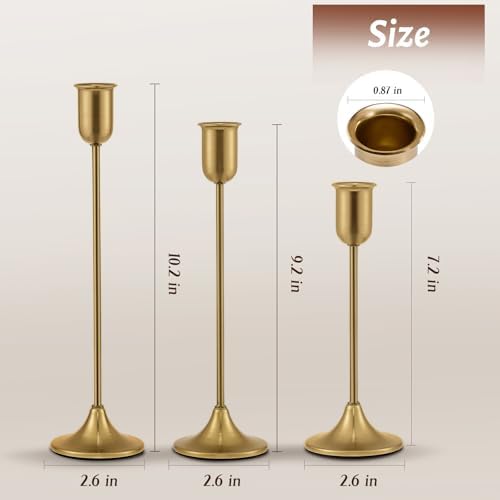 Brass Gold Candlestick Holders Set of 6, Metal Taper Candle Stick Holder - Image 3