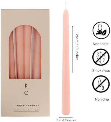 Tapered Dinner Candles, Pack of 6 – Soy & Paraffin Wax Blend, 10-Inch Dripless Taper Candles with 7-Hr. Clean Burn – Smokeless Unscented Tapers for Weddings, Dinner Tables & Home Decor – Peaches - Image 2