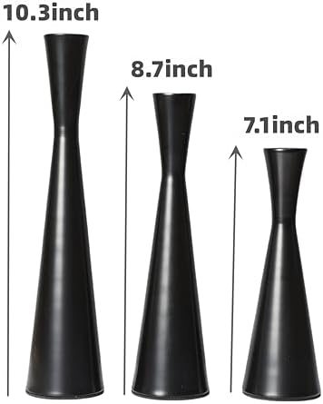 Set of 3 Taper Candle Holders Metal Candlestick Holders Table Mantel Decorative Candle Stand for Dinning,Party，Wedding,Home Decor(Matte Black) - Image 2