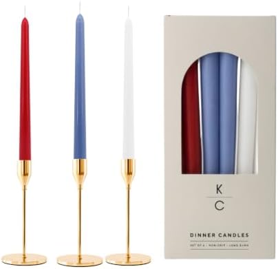 Kandle & Co Red White & Blue Dinner Candles, 10 Inch Taper Candles Set of 6 – Non-Drip, Long-Burning, Unscented Patriotic Candlesticks for 4th of July, Memorial Day, 250th Anniversary & Veterans Day - Image 6