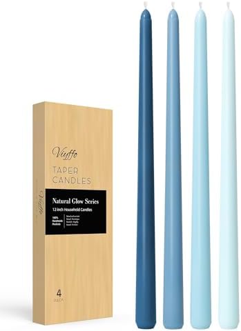 Viyffo Taper Candles, 12 Inch, 4 Pack, Blue – Unscented, Smokeless Design by Viyffo