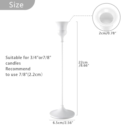 Showin Candlestick Holders White, 1 Pack Taper Candle Holder for Candlesticks, Candle Sticks Holder Decor for Home Decor - Image 3