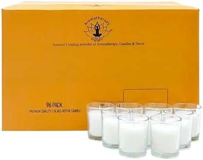 Hosley's 96 Pack of Ivory Unscented Clear Glass Filled Votive Candles by HOSLEY