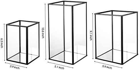 PHOSPHOR Hurricane Glass Candle Holder Set of 3 Pieces Black Hurricane Candleholders for Wedding Party Holiday Birthday Home Decor Lanter - Image 2