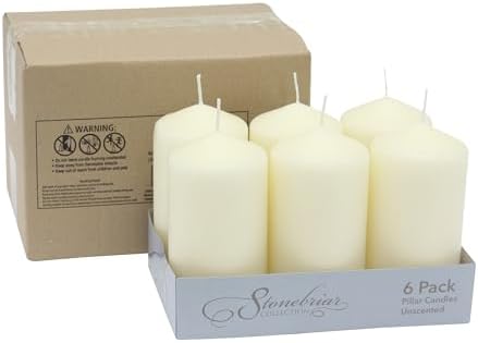 Stonebriar Unscented Pillar Candles – 65 Hour Burn Time, Long-Lasting Wax Candles for Weddings, Holidays, Home Décor & Special Events, Pack of 6, Ivory, 3" x 6" - Image 2