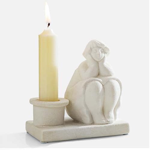 White Candle Holder, Handmade Ceramic Girl Candlestick Holders, Taper Candlelight Stand for Home Decor, Table Centerpiece and Coffee Table Decor - Image 7
