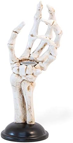 Boston International Halloween Taper Candle Holders, Set of 2, 3 x 8-Inches, Skeleton Hands - Image 2