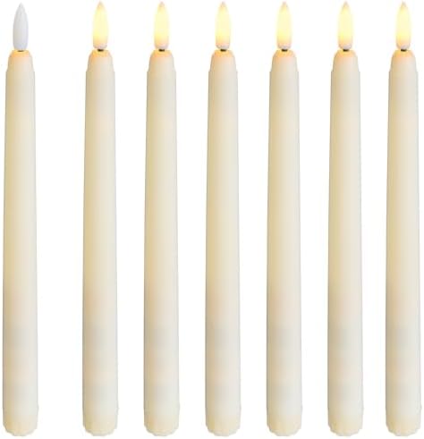 6 Pcs Flameless Ivory Taper Candles Bulk Flickering LED Candles, Ivory by Baquler