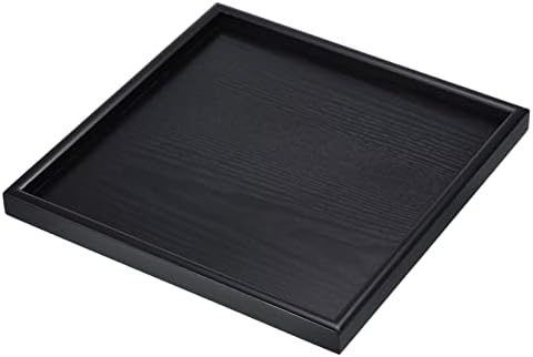 PATIKIL Wood Serving Tray 12 Inch, Square Decorative Platter for Home Decor Kitchen Table Candle Holder, Black by PATIKIL