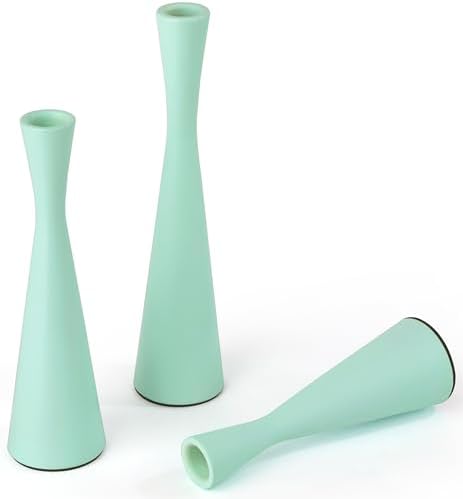 Vixdonos Taper Candle Holders Metal Candlestick Holders Set of 3 Table Mantel Decorative Candle Stand for Dinning,Party，Wedding,Home Decor(Light Green) - Image 3