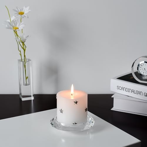 Crystal Candle Holders Pillar Candlestick Decorations for Home Party Dinner Christmas Suitable for Large Cylindrical Candles Hand-Cut 4.3'' X 1'' Clear - Image 4