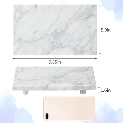 Natural Marble Tray Pedestal Stand – Soap & Jewelry Riser for Bathroom Counter, Kitchen Sink, Vanity Organizer, Decorative Stone Catchall for Perfume, Candles - Image 2