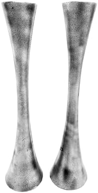 Yair Emanuel Shabbat Candle Holders Tapered Design, Brass or Silver Finish, Shabbos Candlestick Holders Judaica Wedding Gift (Matte Silver, 8.3 Inch CNH-2) by EmanuelJudaica