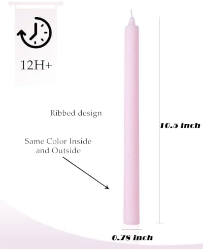 Purple Taper Candles 10.5 inch Driples Pink Tapered Candles Ideal as Dinner Candle Smokeless and Unscented Candlesticks Long Burning,Set of 12 - Image 5