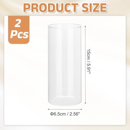 uxcell Hurricane Candle Holder (H:5.9" OD:2.6"), Pillar Floating Candles Holder Clear Glass Cylinder Flower Vases for Table Centerpiece Wedding Party Home Decoration 2Pcs - Image 2