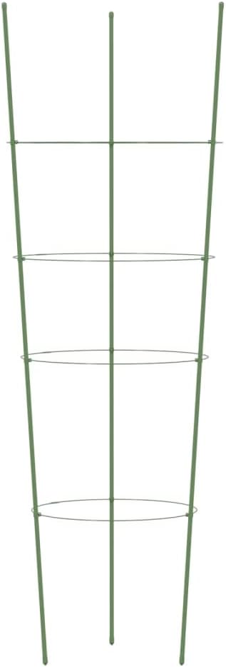 5 pcs Green 35.4" Steel Plant Support Rings for Climbing Plants, Garden Tomato Cage with Stakes for Vegetables Flowers Fruits