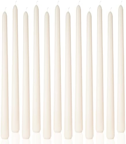 Ivory Tall Taper Candles 12 inch Unscented Smokeless Long Tall Tapered Candle for Candlesticks Sticks Wedding Advent Home Decor Dinner Christmas，Set of 12 by LPUSA
