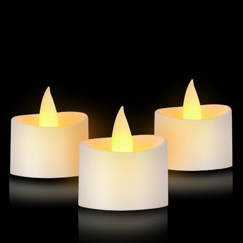 White Flameless Tea Lights - 12 Pack Modern LED Candles for Minimalist Home Decor, Spa Bathroom & White Wedding Centerpieces (White Base, 12 Pack) by Unknown