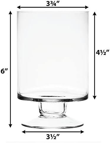 CYS EXCEL Glass Hurricane Pillar Candle Holders (H:6" W:3.75", 2 PCS) | Multiple Size Choices Short Stem Candle Jars | Stemmed Glass Cylinder Candle Vase - Image 2