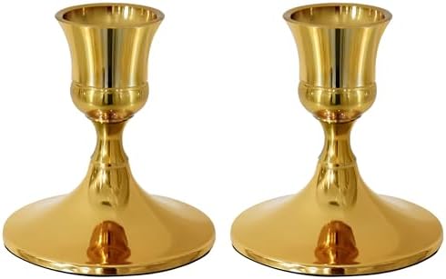 Gold Candlestick Holders, Small Taper Candle Holders, Set of 2 by ECHFSM