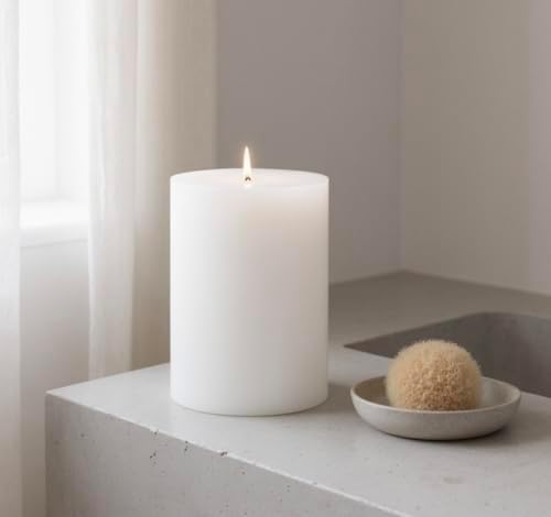 Mister Candle Unscented 4"x6" White Pillar Candle, Solid Color, Cotton Wick, Dripless & Smokeless, Premium Wax Candle for Home Decor, Handmade, 120 Hour Burn Time - Image 3
