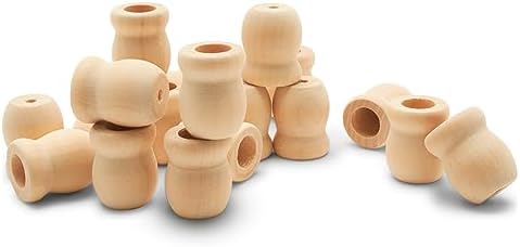 Bean Pot Candle Cups, 1 Inch, 7/16 Inch Hole, Pack of 100 Unfinished Wood Candle Holders, Wood Turnings for Crafts, by Woodpeckers by Woodpeckers