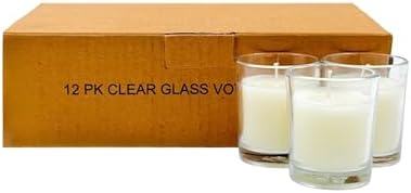 Hosley Set of 12 Ivory Unscented Votive Candles 12 Hour Burn Time Hand-Poured Wax in Clear Glass Holders Long-Lasting, Smokeless Candles for Weddings, Home Décor, Spa & Events. - Image 2