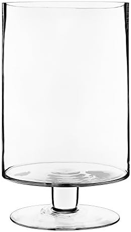 CYS EXCEL Glass Hurricane Pillar Candle Holder (H:13.5" W:8") | Multiple Size Choices Short Stem Candle Centerpieces | Stemmed Glass Cylinder Candle Vase by CYSEXCEL%C2%AE